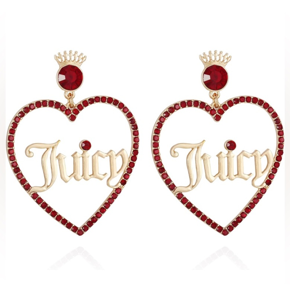 Juicy Couture Red and Gold Heart Drop Earrings